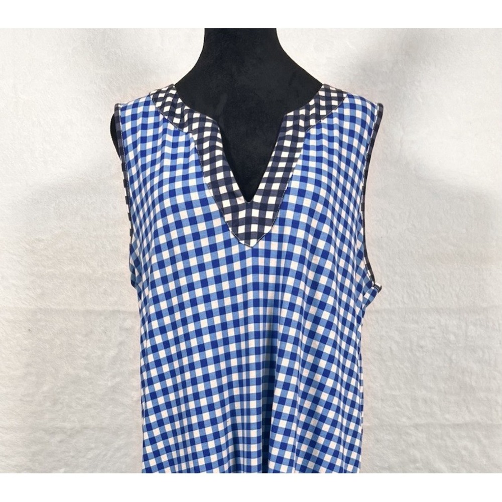 Draper James Lands‎ End Classic Blue Gingham Dress Pockets Large Prairie Whimsy